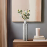 Isaacs 15" Textured Silver Ceramic Table Vase - Image 4