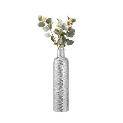 Isaacs 15″ Textured Silver Ceramic Table Vase - Chic Decora