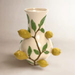 Ivory with Yellow Lemons 13.8-Inch Tall Vase - Image 2