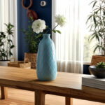 Jemiliah Stoneware Ceramic Vase with Textured Diamond Design - Image 7