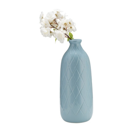 Jemiliah Stoneware Ceramic Vase with Textured Diamond Design - Chic Decora