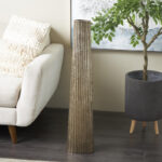 Jennalyn Aluminum Metal Slim Flat Tall Floor Cone Decorative Brass Vase with Textured Ridges - Image 4