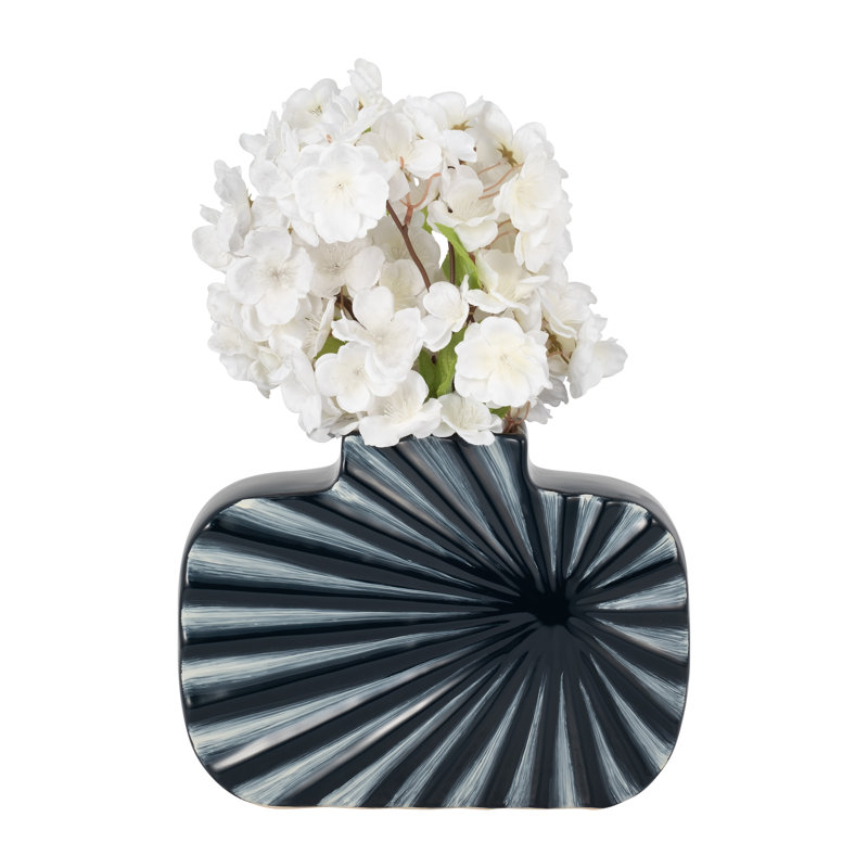 Jeree Modern Stoneware Ceramic Vase with Sculptural Dimensional Detailing and Contemporary Silhouette for Stylish Decorative Accent - Chic Decora