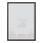 Karnecia Highland Cow in the Tub BW by Amy Peterson - Picture Frame Print on Glass - Image 7