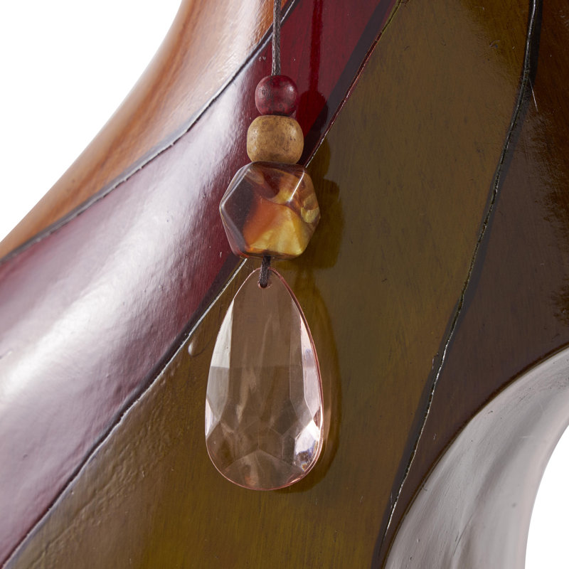 Kawamura Multi Colored Polystone Abstract Decorative Vase with Wrapped Beaded Accent - Image 7