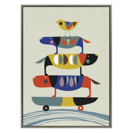 Keaundrea Skate Dog by Rachel Lee – Floater Frame Painting Print on Canvas - Chic Decora