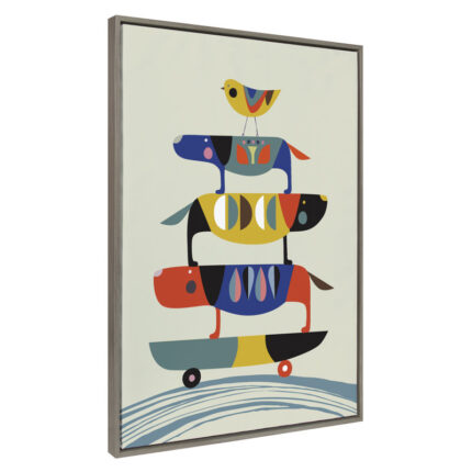 Keaundrea Skate Dog by Rachel Lee – Floater Frame Painting Print on Canvas - Chic Decora