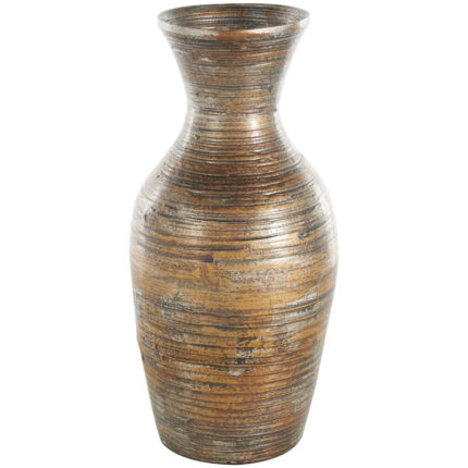 Kirthana Bamboo Wood Antique Inspired Pot Decorative Brown Vase - Chic Decora