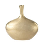 Kuba 8" Satin Gold Ceramic Decorative Vase - Image 4