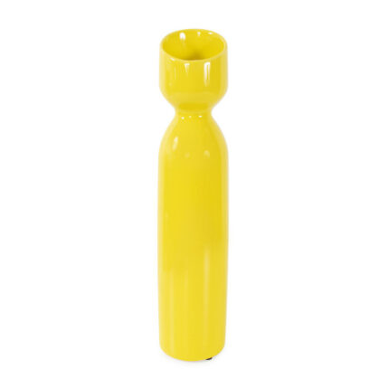 Kymoni Contemporary Glossy Yellow Slanted Top Ceramic Vase - Chic Decora
