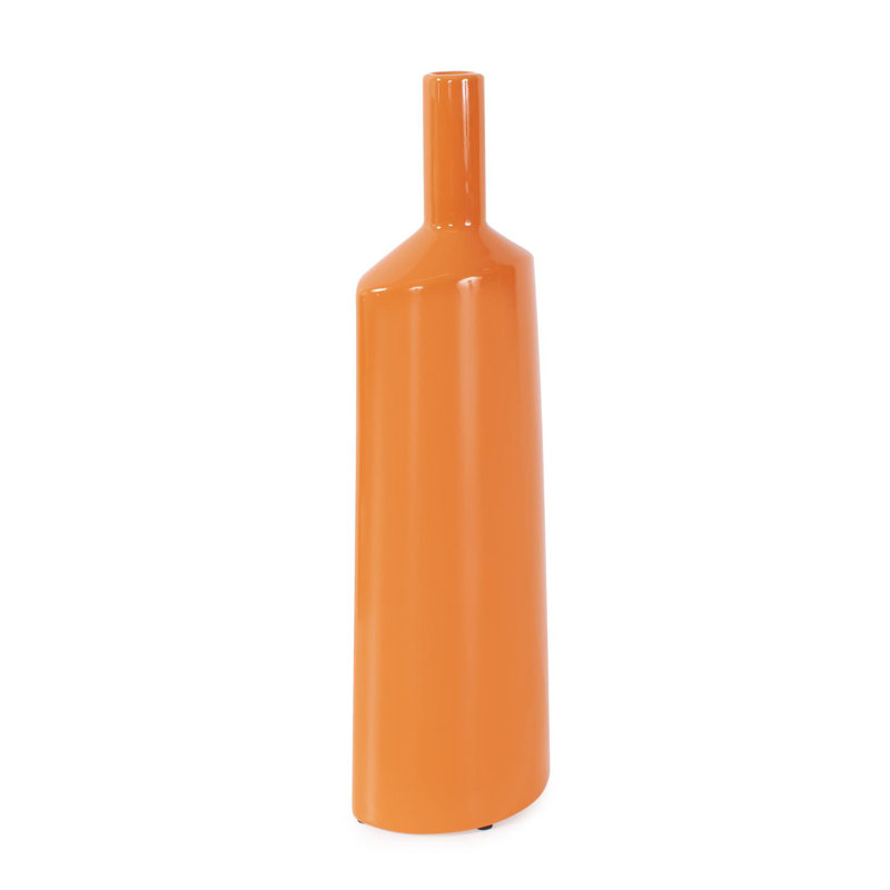 Kynlea Contemporary Glossy Orange Ceramic Bottle Vase - Chic Decora