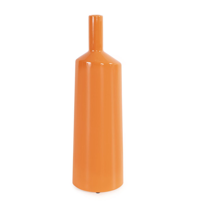 Kynlea Contemporary Glossy Orange Ceramic Bottle Vase - Chic Decora