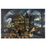LED Lighted Creepy Haunted House Halloween Canvas Wall Art - Image 6