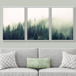 Landscape with Trees in Mist - 3 Piece Canvas Photograph Print Set - Image 2