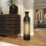 Lansdown Black Capiz Shell Handmade Decorative Vase with Gold Ombre Design, 9" x 9" x 34" - Image 2