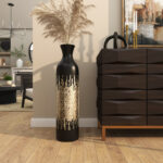 Lansdown Black Capiz Shell Handmade Decorative Vase with Gold Ombre Design, 9" x 9" x 34" - Image 4