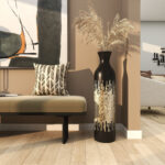 Lansdown Black Capiz Shell Handmade Decorative Vase with Gold Ombre Design, 9" x 9" x 34" - Image 6