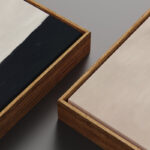 Large Framed Canvas Wall Art Set of 2 - Abstract Mid Century Modern Black And Beige Prints - 60"x20"x2pcs - Image 3