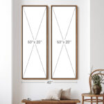 Large Framed Canvas Wall Art Set of 2 - Abstract Mid Century Modern Black And Beige Prints - 60"x20"x2pcs - Image 5