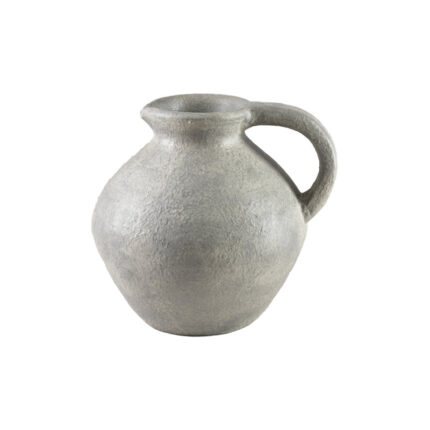 Lark Manorâ„¢ Gray Ceramic Jug Vase, Rustic Gray Flower Holder, Decorative Pot With Handle, Elegant Vintage Accent For Farmhouse, Modern, Boho Decor, 10.5″ Diameter & 10.5″ Tall - Chic Decora