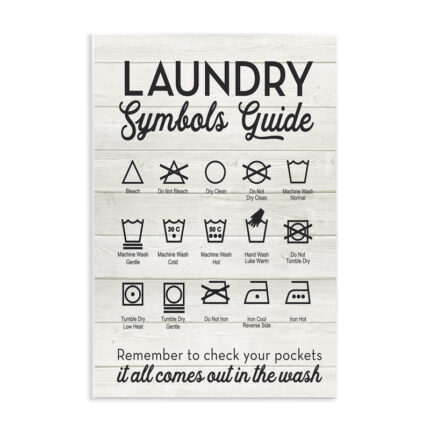 Laundry Symbols Guide Typography – Floater Frame Textual Art on Wood - Chic Decora