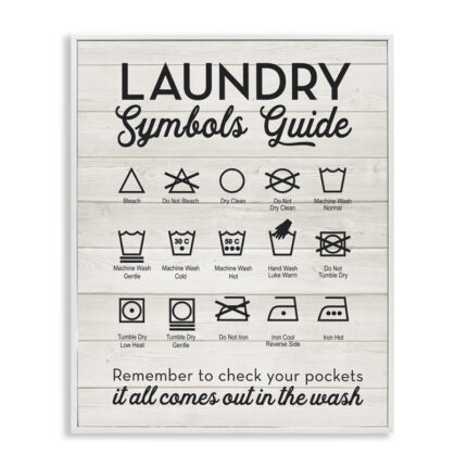 Laundry Symbols Guide Typography – Floater Frame Textual Art on Wood - Chic Decora