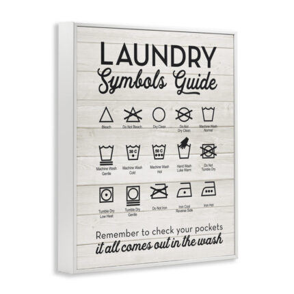 Laundry Symbols Guide Typography – Floater Frame Textual Art on Wood - Chic Decora