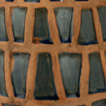 Lavola Debossed Terra-cotta Vase, Natural and Blue - Image 3