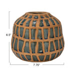 Lavola Debossed Terra-cotta Vase, Natural and Blue - Image 5