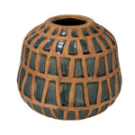 Lavola Debossed Terra-cotta Vase, Natural and Blue - Image 2