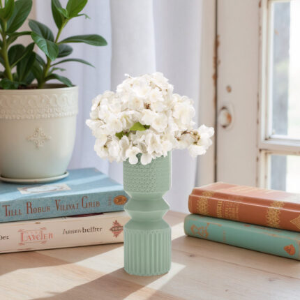 Leifsson Modern Stoneware Ceramic Vase with Sculptural Geometric Textures and Boho-Inspired Design - Chic Decora