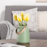 Lido 6" Modern Ceramic Sage Green Table Vase with Strap Handle - Image 4