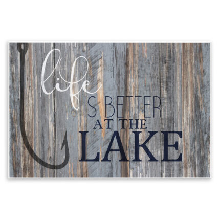 Life Better Lake Quote Fish Lakehouse Cabin Nautical Phrase by Kim Allen – Graphic Art Print - Chic Decora