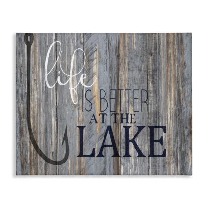Life Better Lake Quote Fish Lakehouse Cabin Nautical Phrase by Kim Allen – Graphic Art Print - Chic Decora