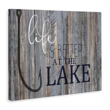Life Better Lake Quote Fish Lakehouse Cabin Nautical Phrase by Kim Allen – Graphic Art Print - Chic Decora
