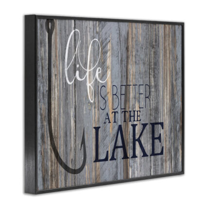 Life Better Lake Quote Fish Lakehouse Cabin Nautical Phrase by Kim Allen – Graphic Art Print - Chic Decora