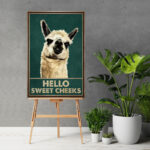 Llama - Why Hello Sweet Cheeks Gallery Wrapped Canvas - Bath And Laundry Animal Illustration Decor, Beige And Dark Green Bathroom Decor - Image 5