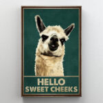 Llama - Why Hello Sweet Cheeks Gallery Wrapped Canvas - Bath And Laundry Animal Illustration Decor, Beige And Dark Green Bathroom Decor - Image 6