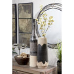 Lona Porcelain Ceramic Decorative Black Vase with Terracotta Details - Image 4