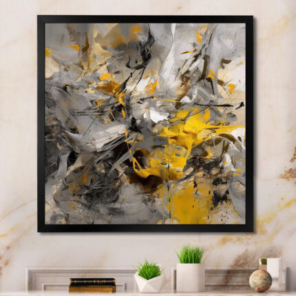 Loughran Mustard Yellow And Vivid Gray III – Abstract Canvas Prints - Chic Decora