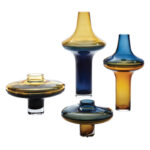 Low Amber Over Cobalt Vase - Image 6