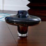 Low Amber Over Cobalt Vase - Image 2