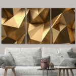 Luxury Abstract Polygonal Background 3D Effect Rendering Canvas 3 Pieces Print - Image 6