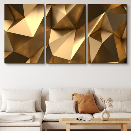 Luxury Abstract Polygonal Background 3D Effect Rendering Canvas 3 Pieces Print - Chic Decora