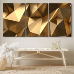 Luxury Abstract Polygonal Background 3D Effect Rendering Canvas 3 Pieces Print - Image 2
