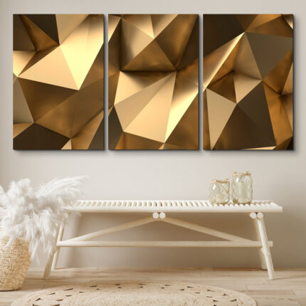 Luxury Abstract Polygonal Background 3D Effect Rendering Canvas 3 Pieces Print - Chic Decora