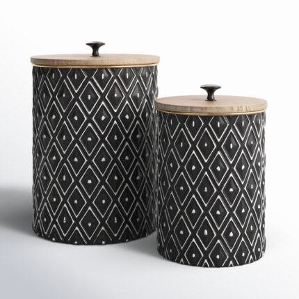 Lyvie 2-Piece Metal Decorative Jar Set - Chic Decora