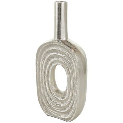 Maebri Aluminum Metal Circular Decorative Vase with Linear Etchings