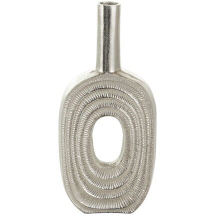 Maebri Aluminum Metal Circular Decorative Vase with Linear Etchings - Chic Decora