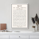 Man In The Arena' Speech By Theodore Roosevelt Inspirational Words Framed On Canvas Print Wall Art